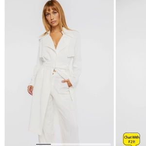 NWT Forever 21 Belted White Trench Coat